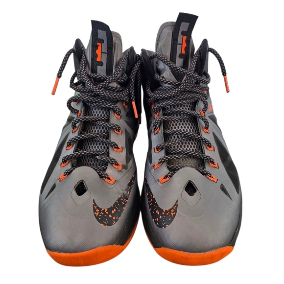 Nike LeBron X Lava 2012 541100-002 Basketball Shoes Grey/Orange Mens Size 10.5 - Picture 2 of 12